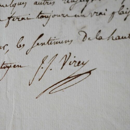 Passionnant courrier de Virey relatif aux plantes, adressé à Pierre-Simon Girard