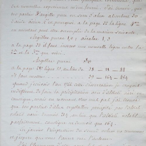 Copie d'époque d'une importante lettre de Bergman à Guyton de Morveau