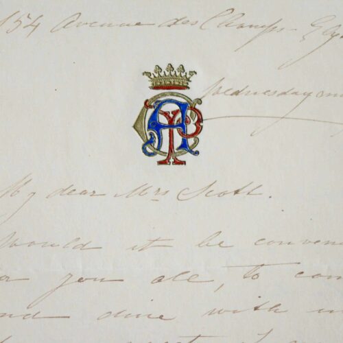 Lettre d'invitation de la soprano colorature Adelina Patti