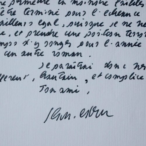 Lettre de Jean-Edern Hallier relative à ses romans