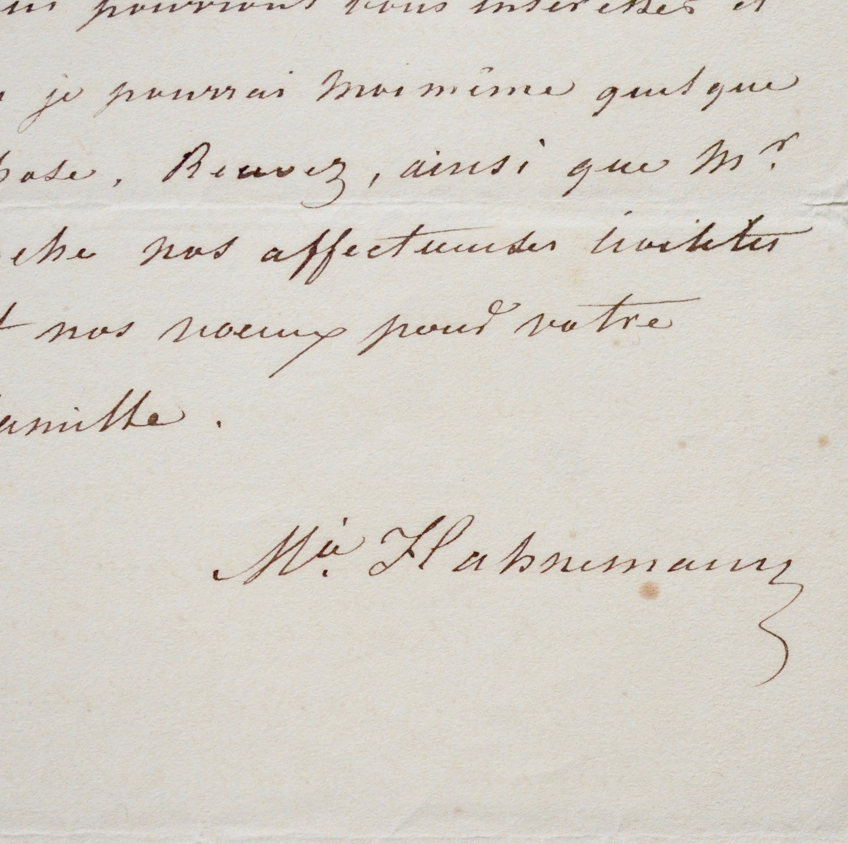 Lettre de Mélanie Hahnemann, précurseur de l’homéopathie