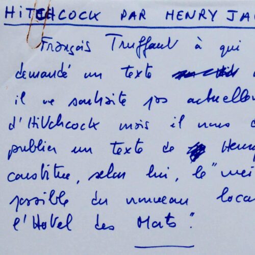 Truffaut résume Hitchcock avec les mots d'Henry James