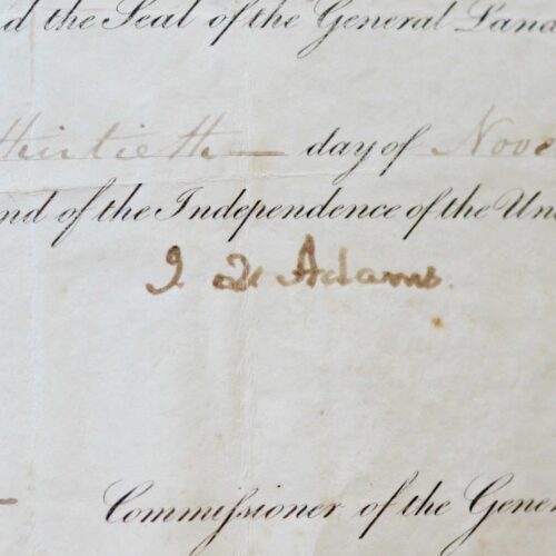 John Quincy Adams entérine un acte de vente