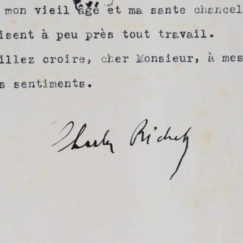 Correspondance du prix Nobel Charles Richet