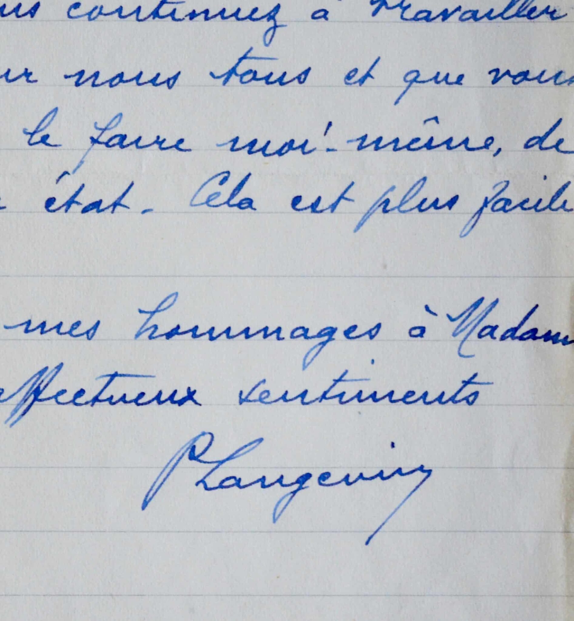 Lettre de Paul Langevin à Jean Surugue