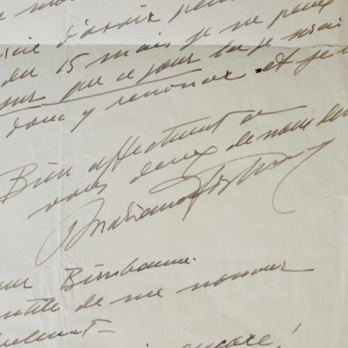 Lettre du couturier Mariano Fortuny