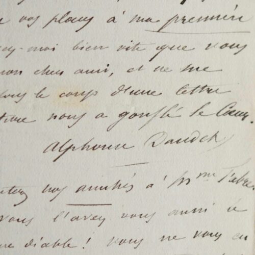 Belle lettre de Daudet à Fabre