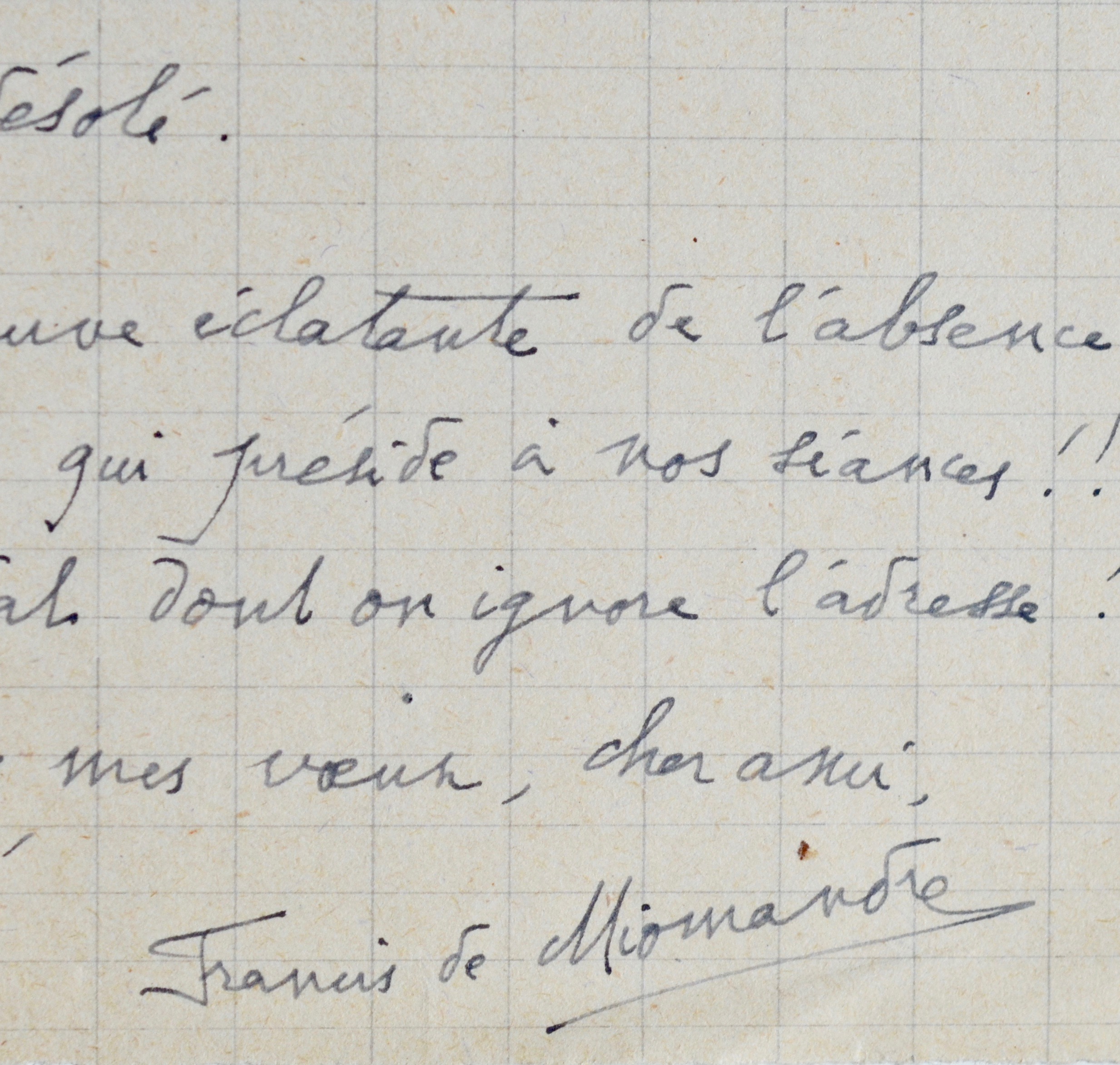 Francis de Miomandre cherche l’adresse de Ribemont-Dessaignes