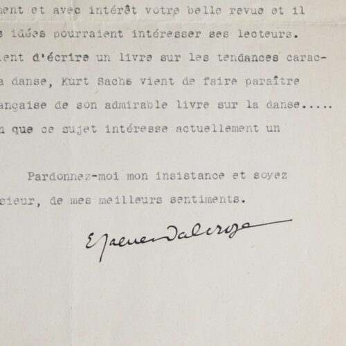 Jaques-Dalcroze, Serge Lifar et Curt Sachs