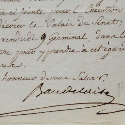Lettre du père de Baudelaire au sculpteur Ramey