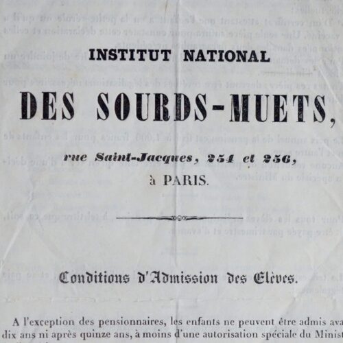 Prospectus de l'Institution nationale des Sourds-Muets, 1850
