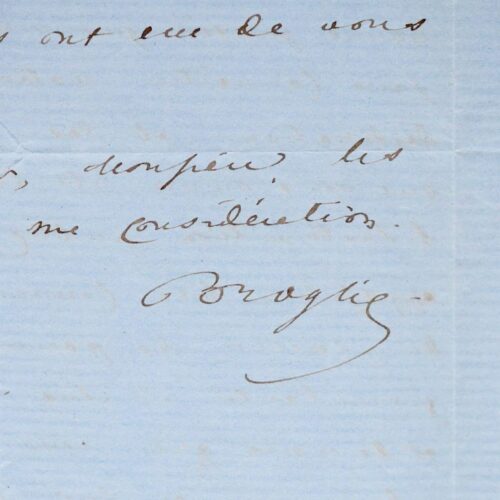 Belle lettre d'Albert de Broglie