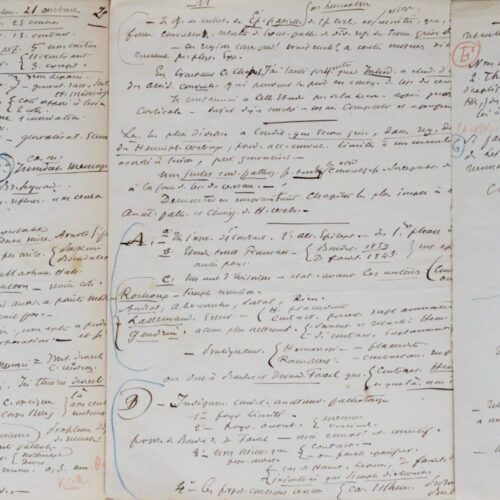 Rare et important manuscrit de Charcot sur le cortex cérébral
