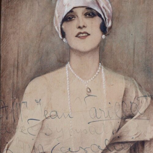 Beau portrait en couleurs de Lina Cavalieri avec envoi
