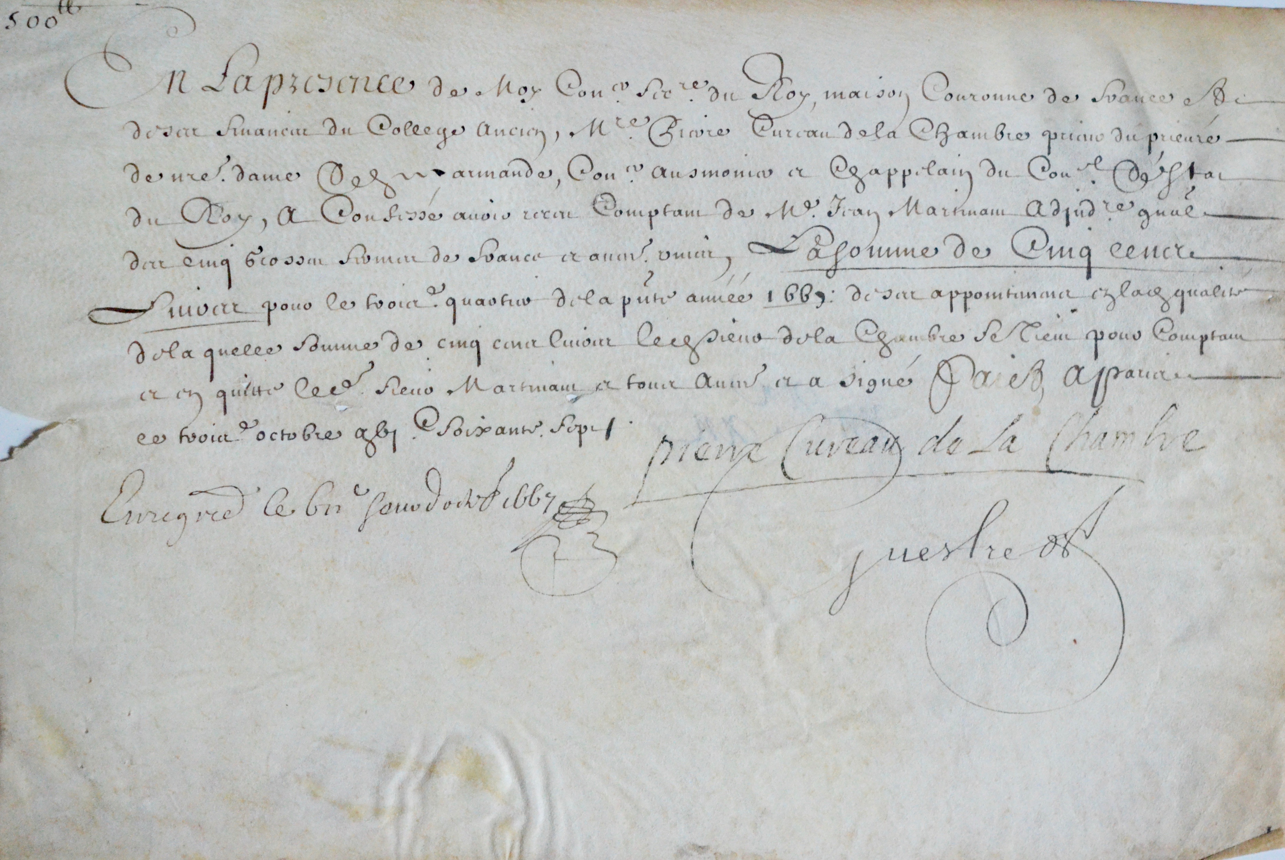 Rarissime signature de Pierre Cureau de La Chambre Traces Écrites