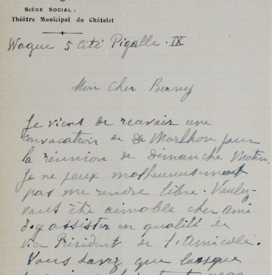 Lettre du mime Wague Traces Écrites lettres autographes