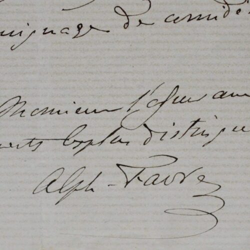 Lettre du minéralogiste Alphonse Favre à Sainte-Claire-Deville