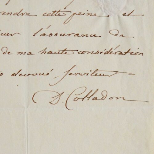 Rare lettre de l'inventeur du dynamomètre Jean-Daniel Colladon