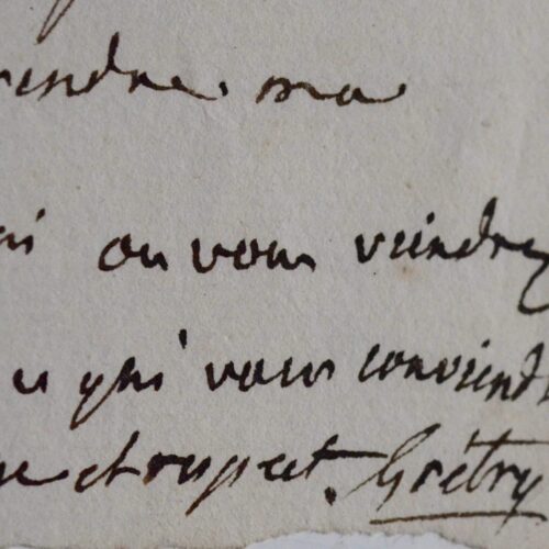 Lettre de Grétry à "la plus aimable femme du monde"