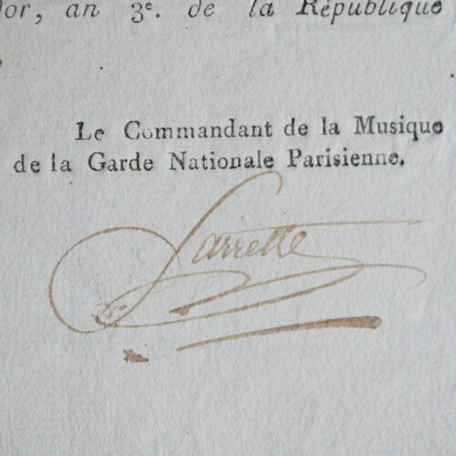 1795 : Bernard Sarrette atteste du zèle d'un musicien
