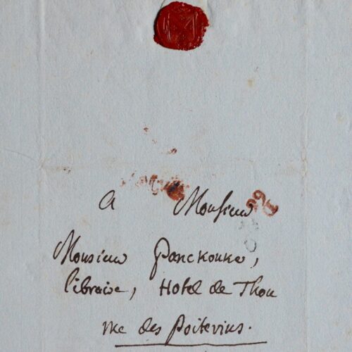 Lettre de l'abbé Bossut sur son travail pour l'encyclopédie Panckoucke