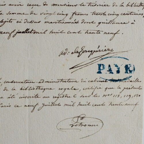 Longpérier vend médaille, pièce et bagues au Cabinet des Médailles