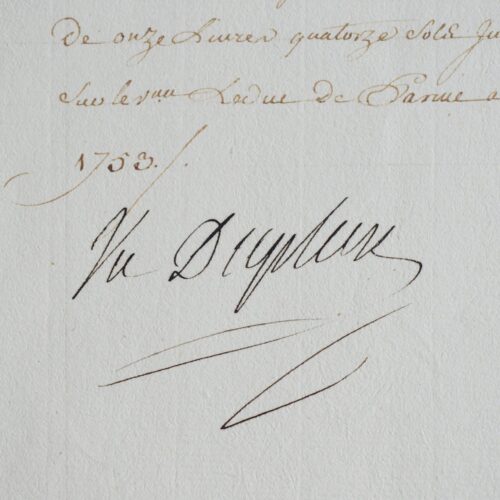 Rare document signé par Dupleix, à Pondichéry