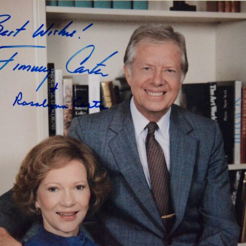 Beau portrait dédicacé de Jimmy Carter et sa femme Rosalynn