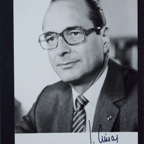 Beau portrait de Jacques Chirac avec signature autographe