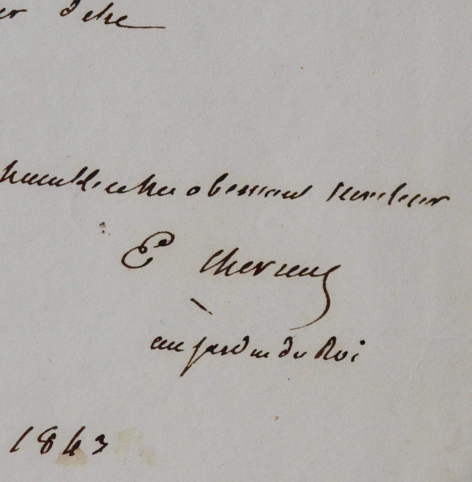 Charmante lettre du chimiste Eugène Chevreul, à l’en-tête du Muséum
