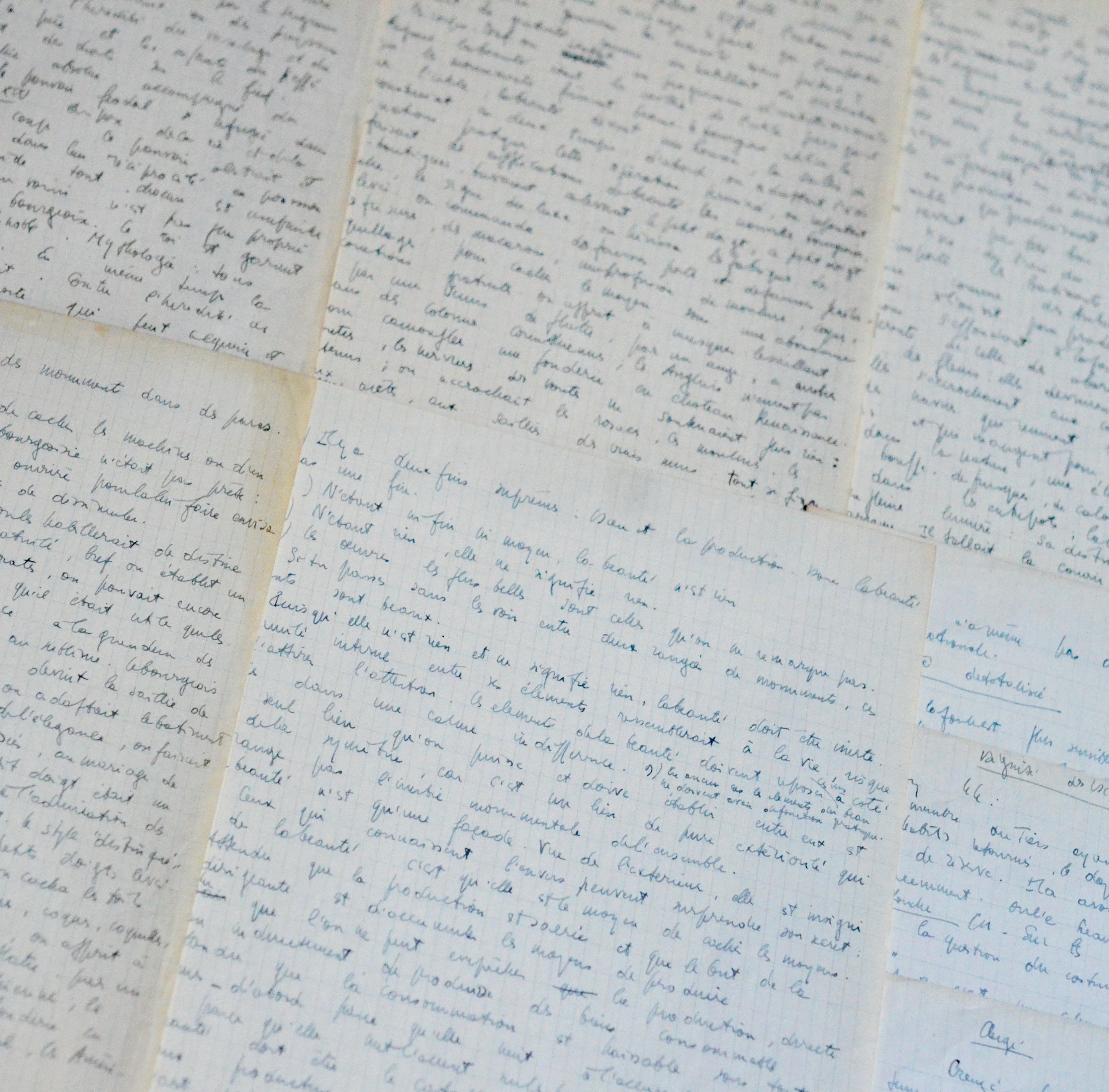 Manuscrit de travail de Sartre sur la beauté