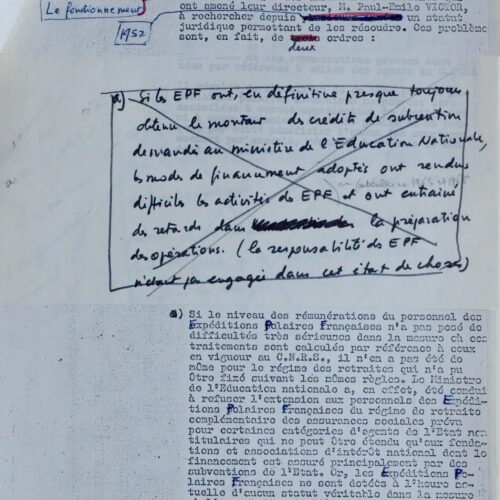 Rapport sur le statut des Expéditions Polaires Françaises par Paul-Émile Victor