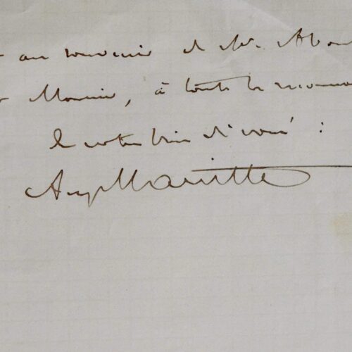 Lettre de l'égyptologue Auguste Mariette écrite de Boulaq