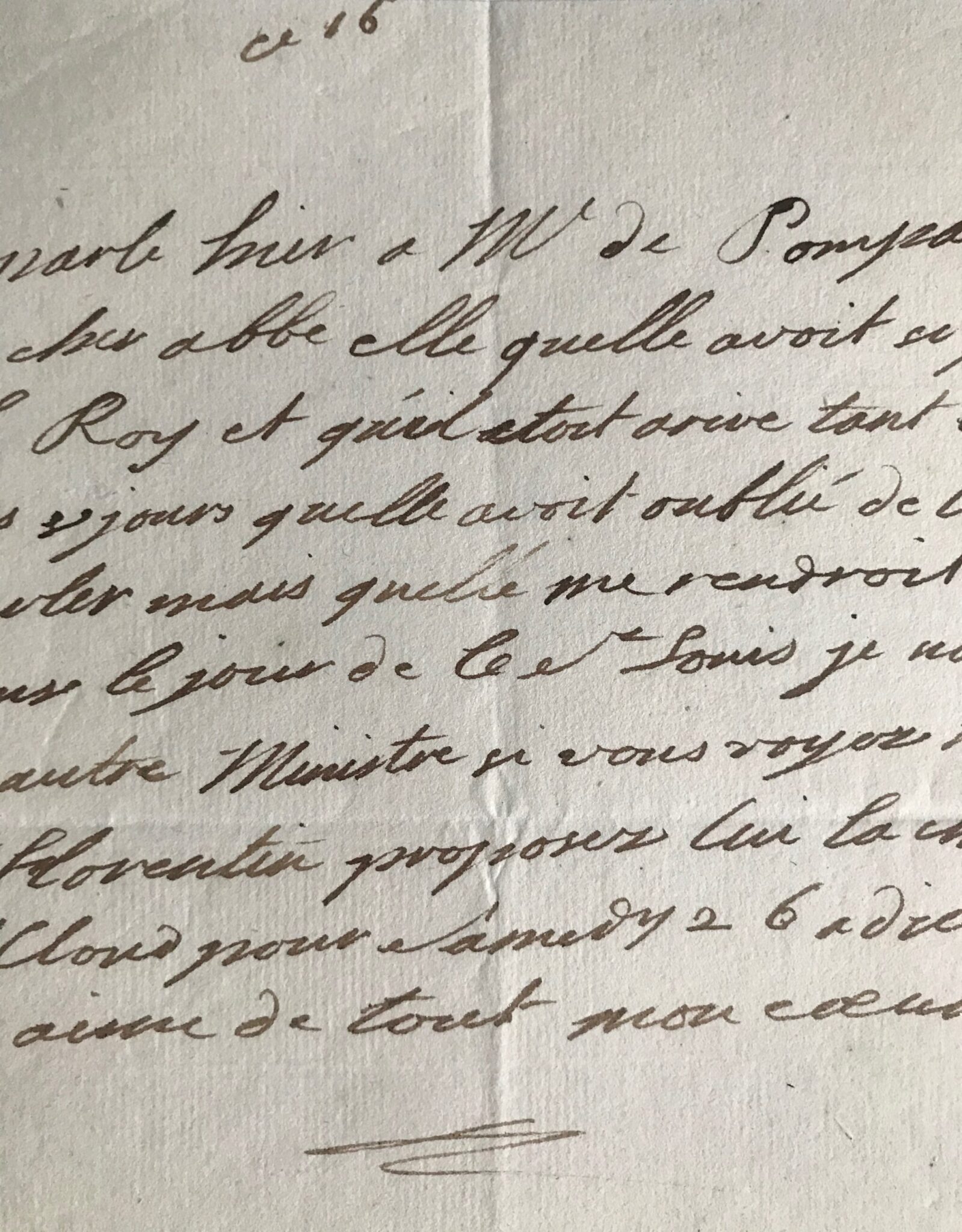 Le duc d’Orléans évoque une entrevue avec Mme de Pompadour