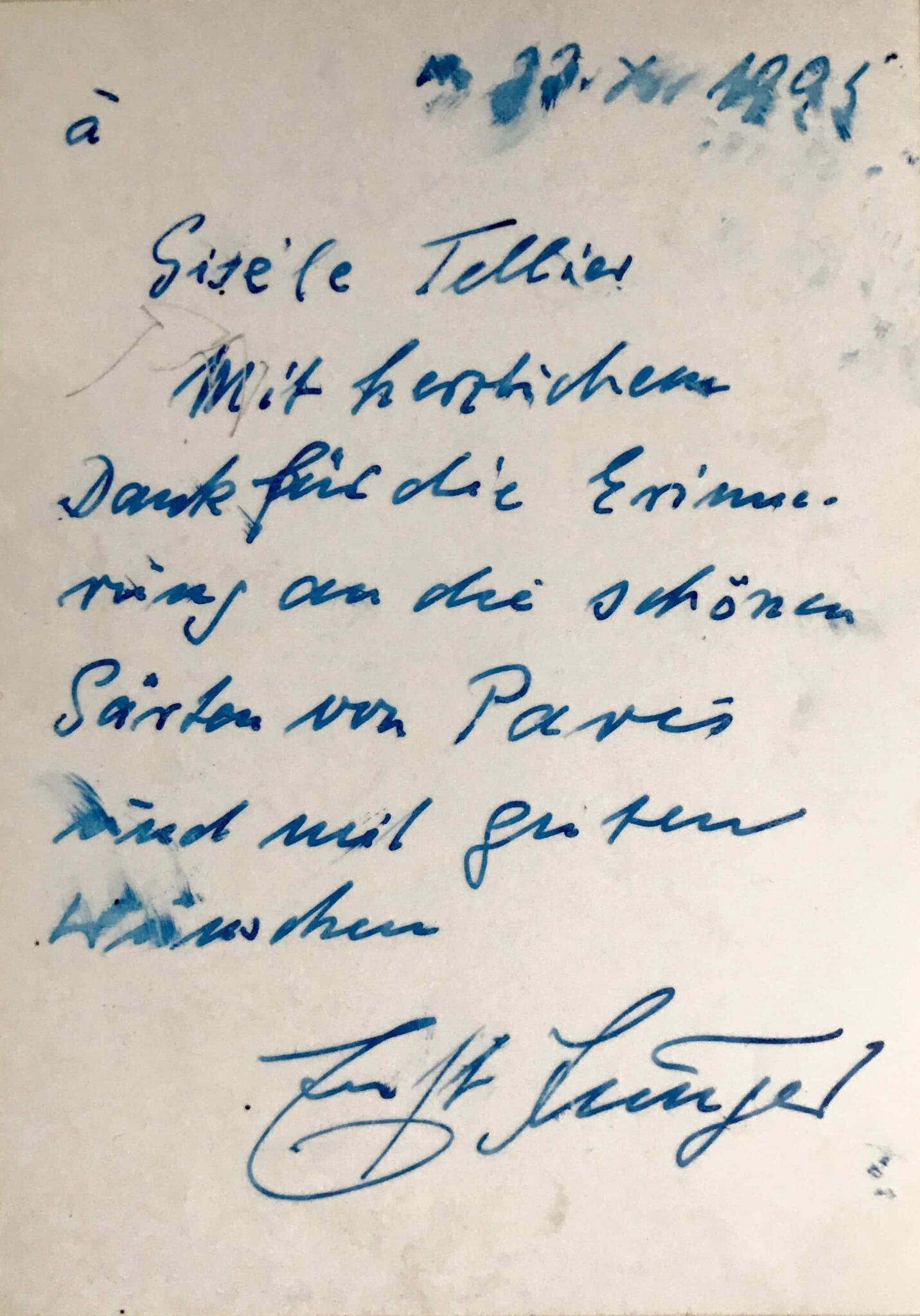 Photographie avec envoi autographe signé d’Ernst Jünger