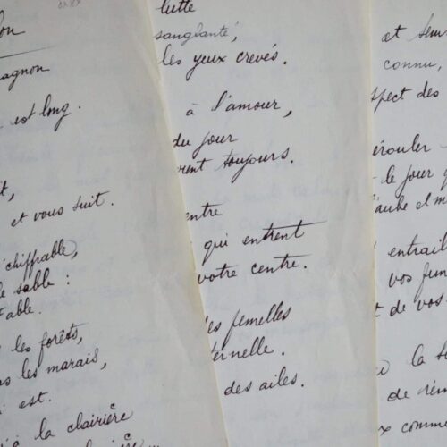 Beau manuscrit autographe du poème Bacchus et Apollon, de Robert Desnos