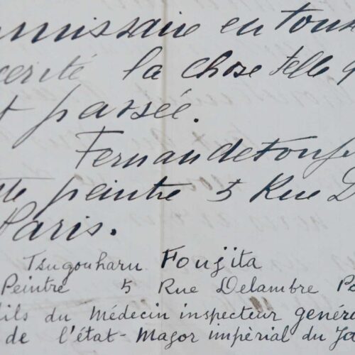 Plainte pour agression de Fernande Barrey, signée par Tsugouharu Foujita
