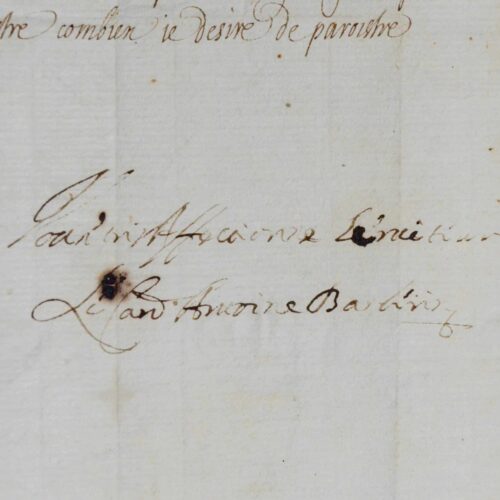 Lettre signée avec apostille du cardinal Antonio Barberini