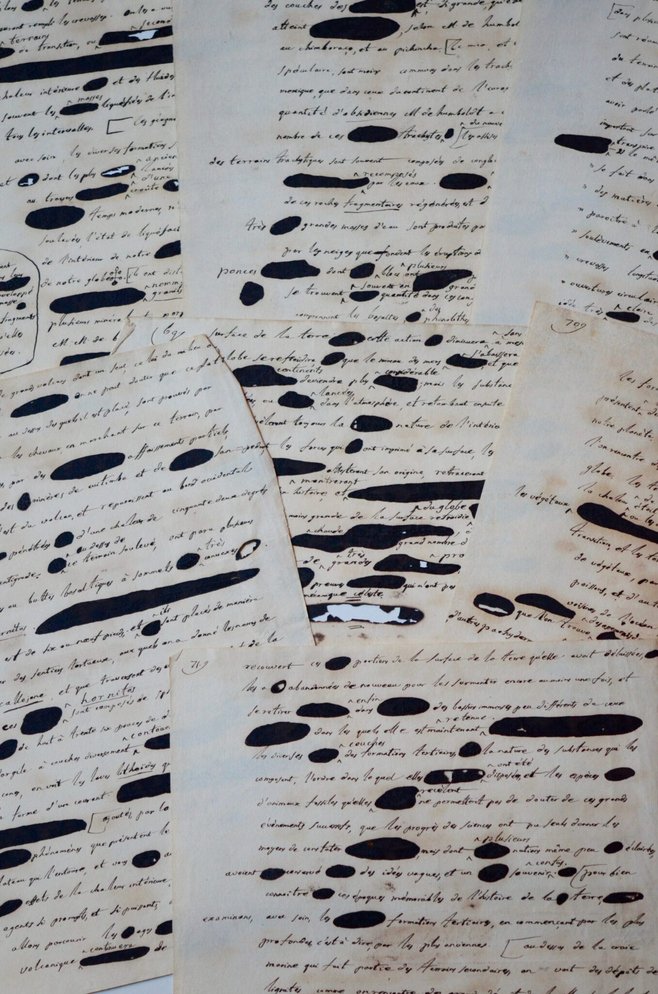 Précieux manuscrit fragmentaire de l’ouvrage de Lacépède : Les âges de la nature