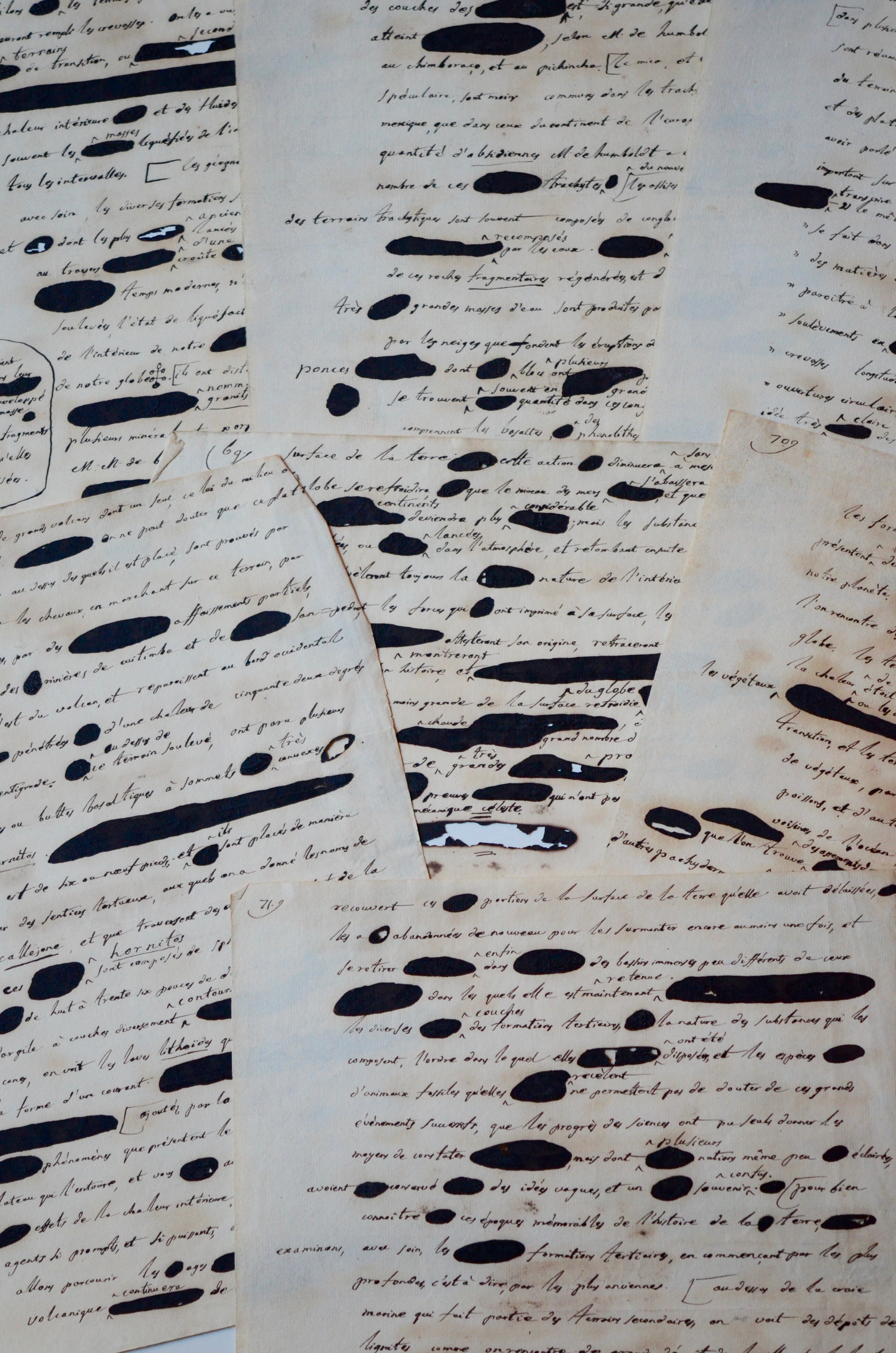 Précieux manuscrit fragmentaire de l’ouvrage de Lacépède : Les âges de la nature