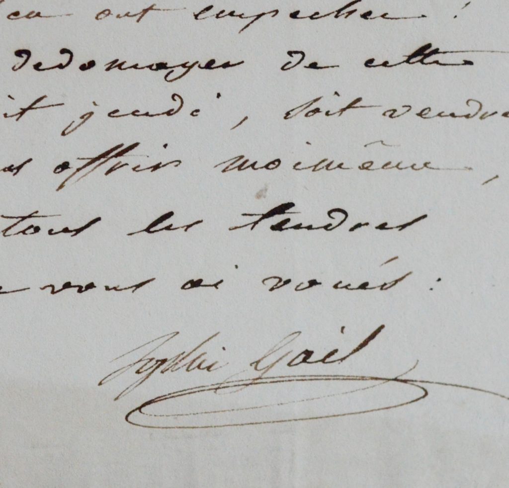 Sophie Gail Traces Écrites lettres autographes, manuscrits anciens