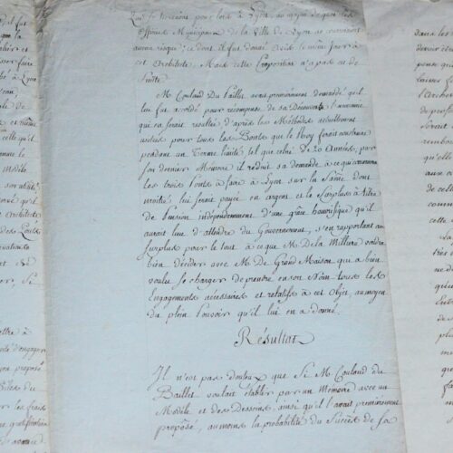 2 manuscrits de l'architecte Perronet sur la construction du Pont de l'Archevêché à Lyon