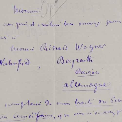 Arthur de Gobineau envoie à Richard Wagner son Traité des écritures cunéiformes
