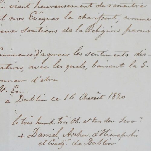 Lettre de Daniel Murray, archevêque de Dublin, au cardinal Pacca