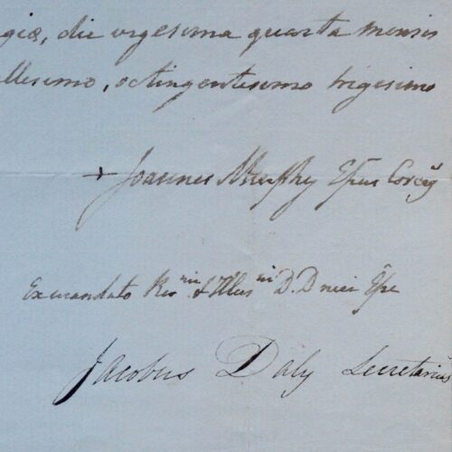 1832 : certificat de l'évêque irlandais de Cork, John Murphy