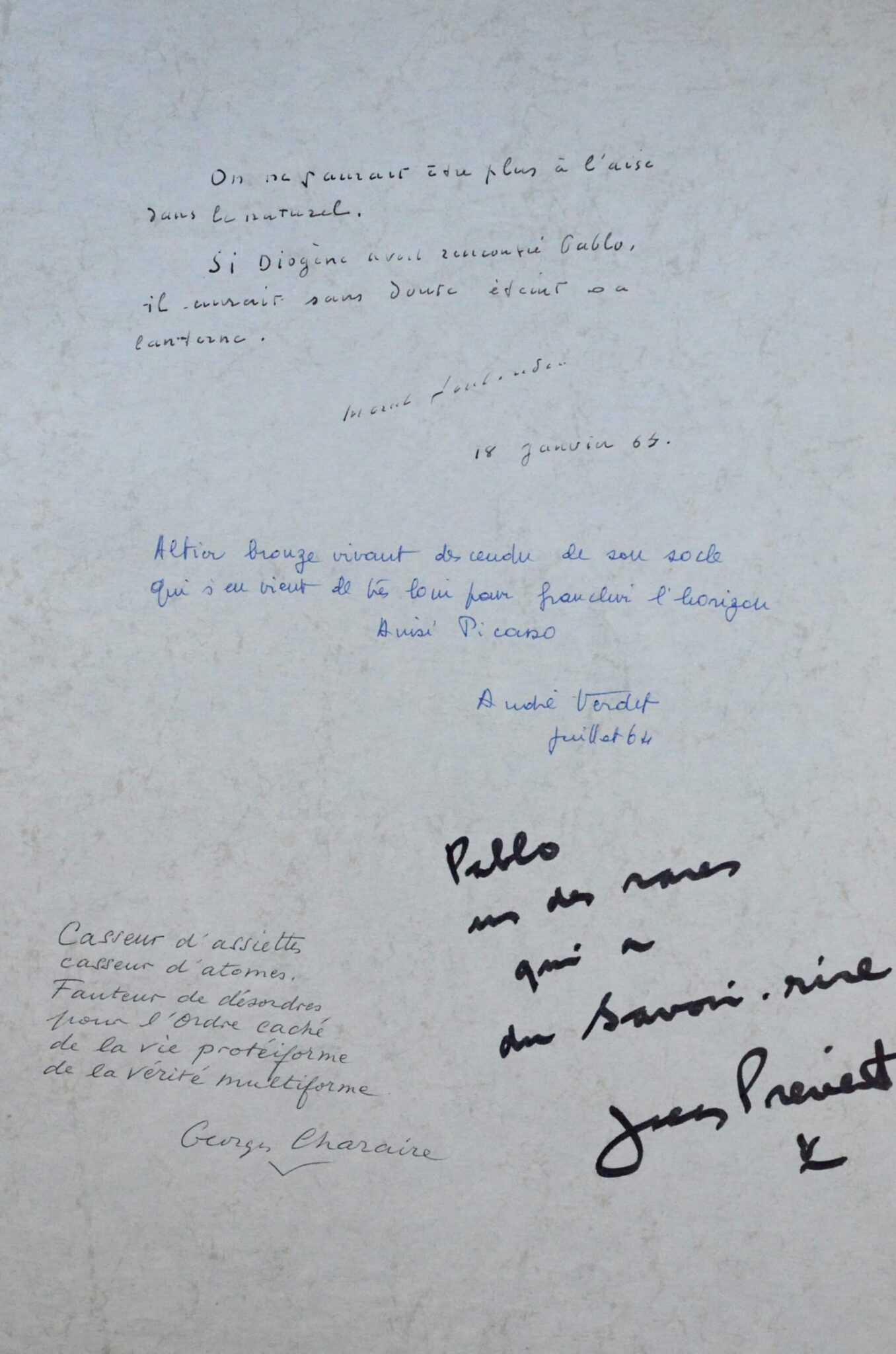 Hommages à Pablo Picasso de Prévert, Jouhandeau, Verdet et Charaire