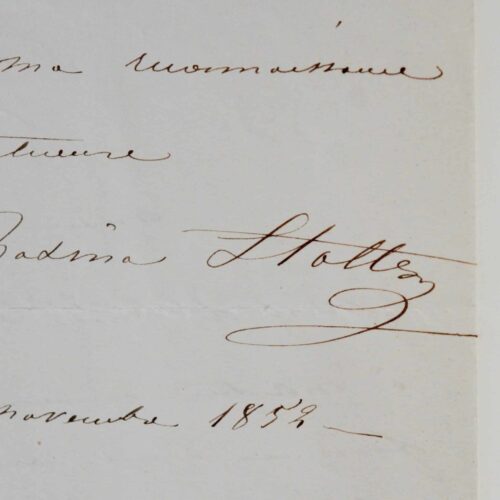 Lettre de la cantatrice Rosine Stoltz écrite lors de sa tournée à Rio