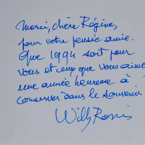 Brief von Willy Ronis an Régine Deforges auf einem Originalfoto