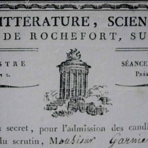 1824 : diplôme de la Société de littérature, sciences, et arts, Rochefort sur Charente