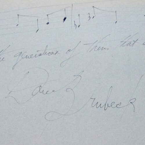 Grande portée musicale signée du jazzman Dave Brubeck